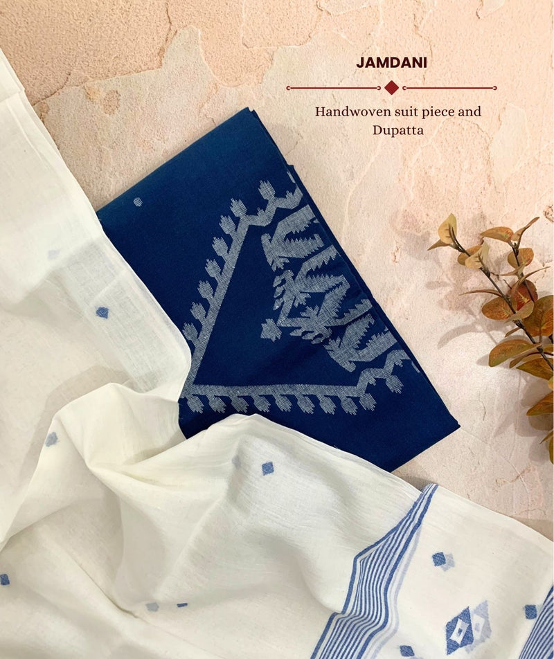 JAMDANI HANDWOVEN COTTON SUIT PIECE AND DUPATTA