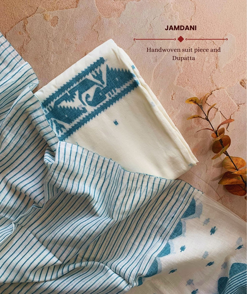 JAMDANI HANDWOVEN COTTON SUIT PIECE AND DUPATTA