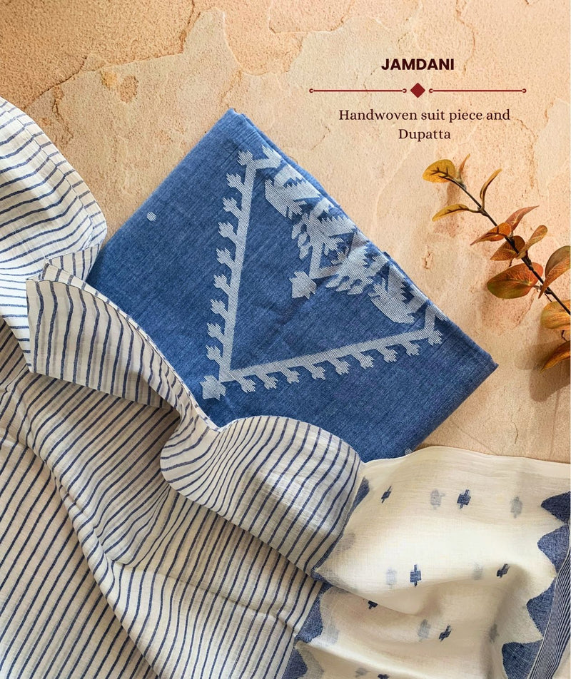 JAMDANI HANDWOVEN COTTON SUIT PIECE AND DUPATTA