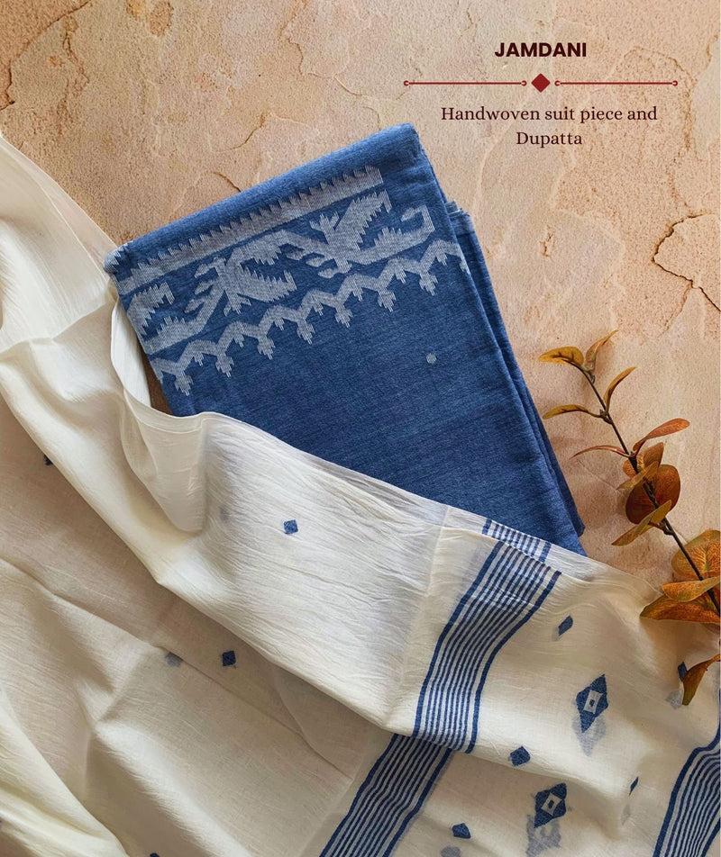 JAMDANI HANDWOVEN COTTON SUIT PIECE AND DUPATTA