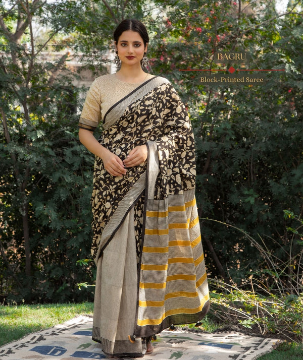 Exclusive Amounee Bagru Hand Block Printed Cotton Saree