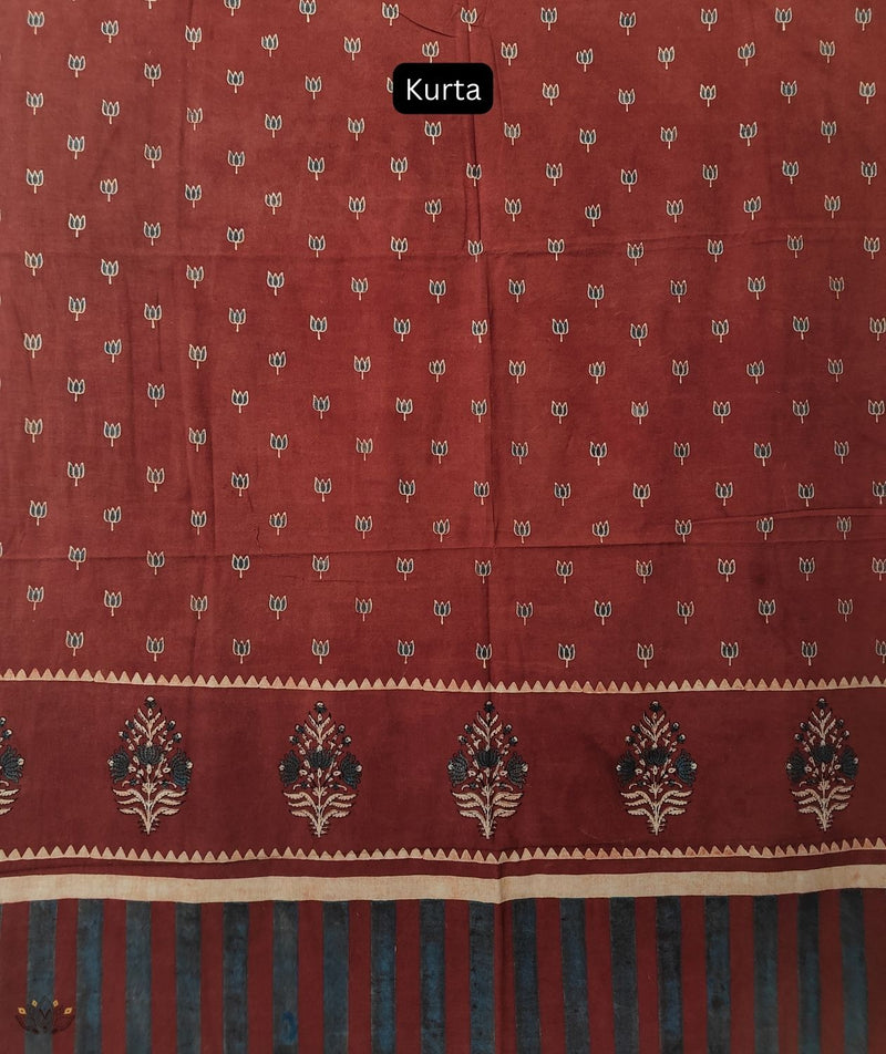 AJRAKH COTTON HAND BLOCK PRINTED TWO PIECE SUIT