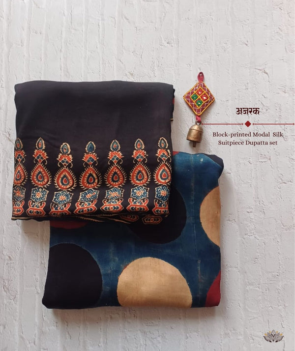 Ajrakh modal silk 2 piece suit