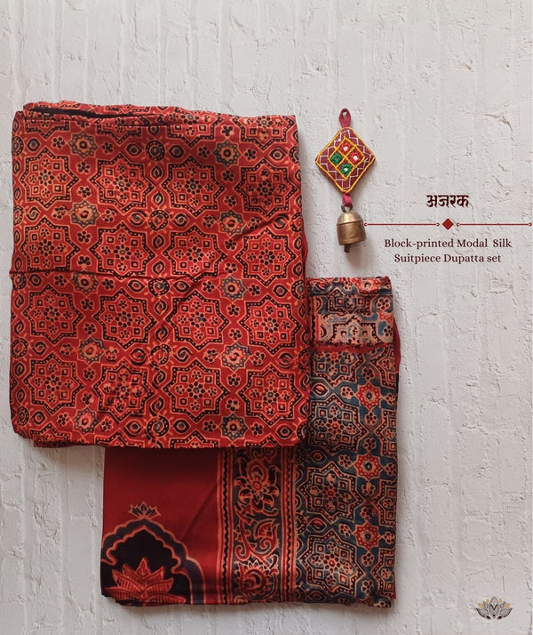 Ajrakh modal silk 2 piece suit