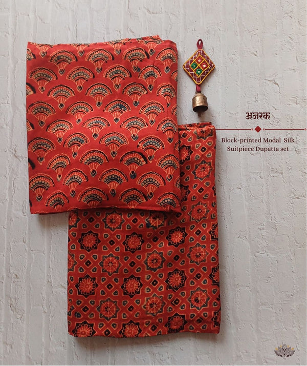 Ajrakh modal silk 2 piece suit