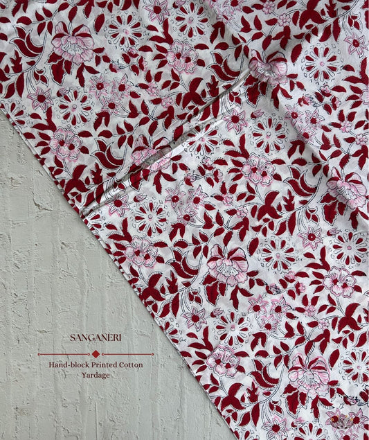 Sanganer Handblock Printed Yardage Fabric