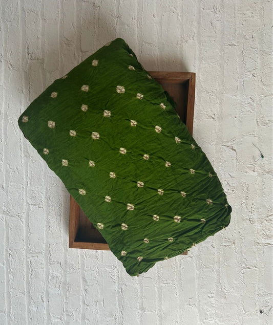 Ajrakh cotton bandhani hand block printed saree