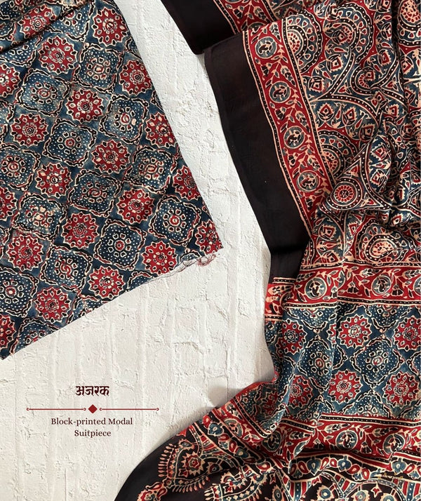 Ajrakh modal silk 2 piece suit