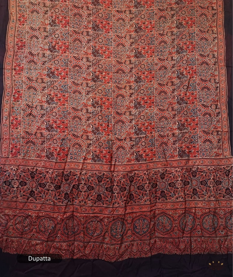 Ajrakh modal silk 2 piece suit