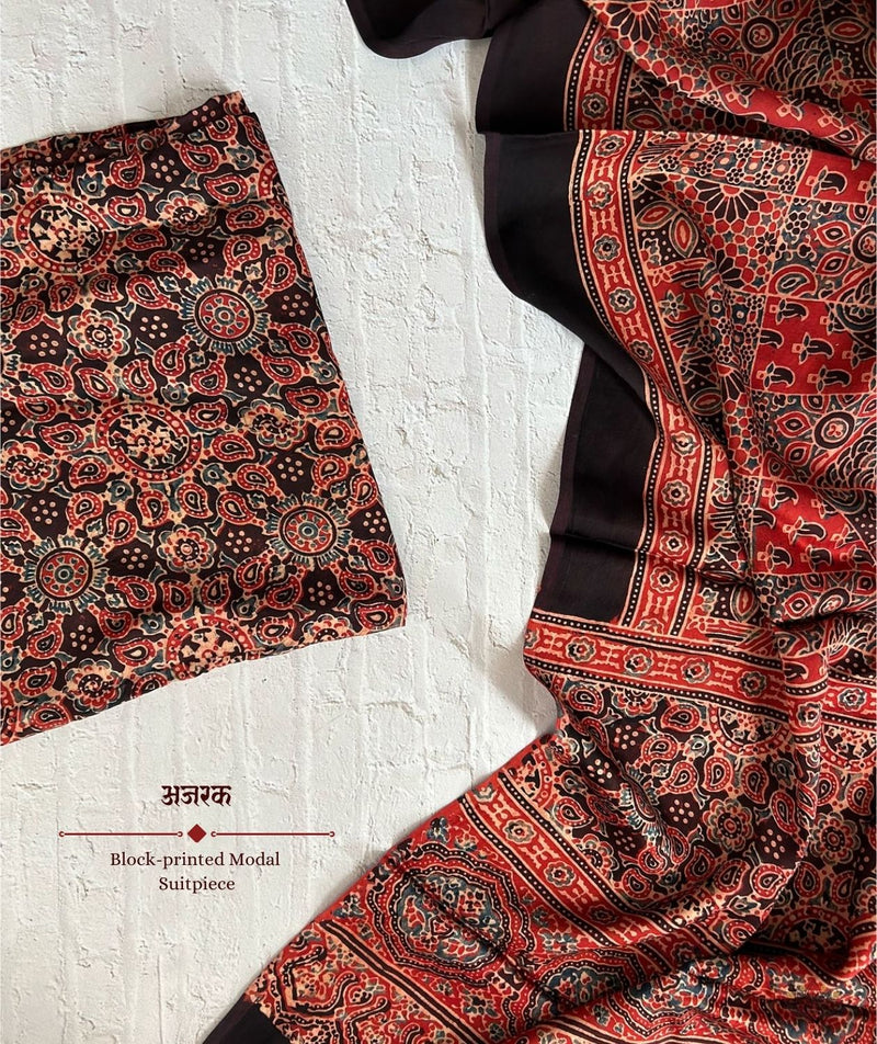Ajrakh modal silk 2 piece suit