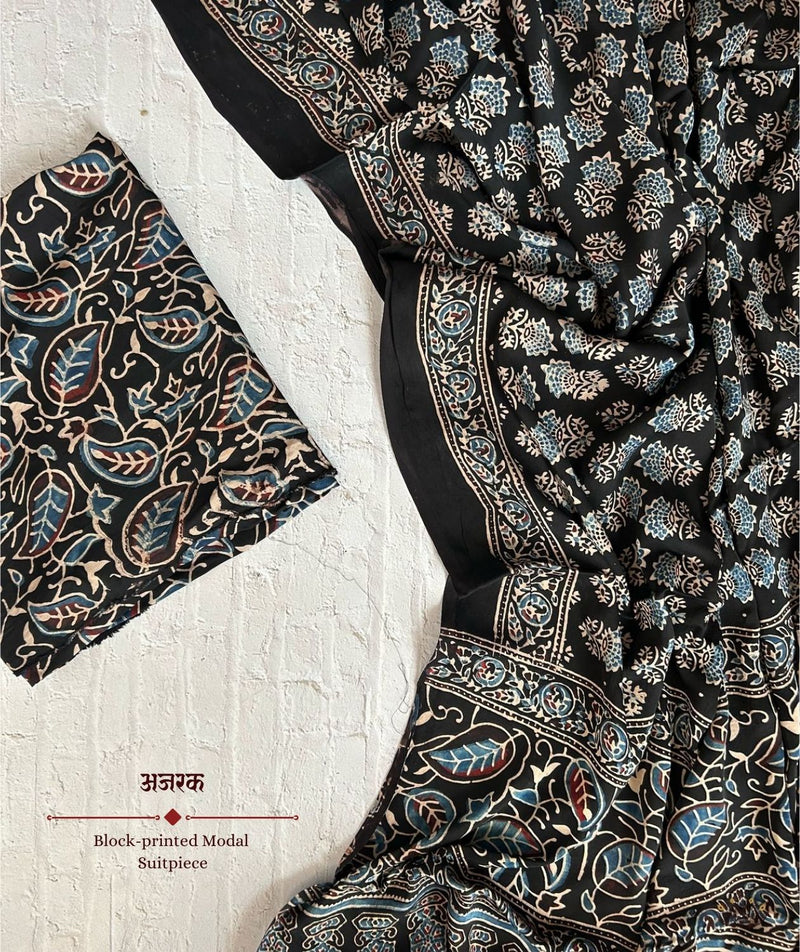Ajrakh modal silk 2 piece suit