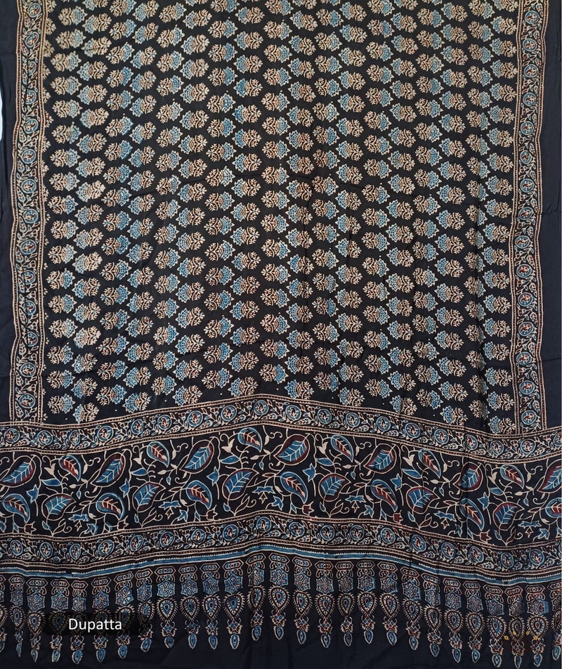Ajrakh modal silk 2 piece suit