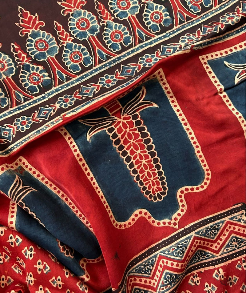 Ajrakh modal silk 2 piece suit