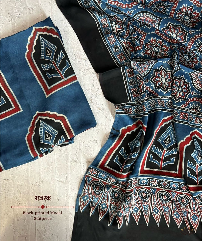 Ajrakh modal silk 2 piece suit