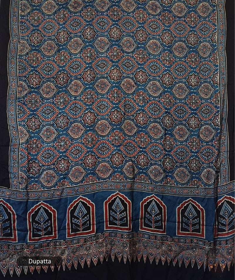 Ajrakh modal silk 2 piece suit