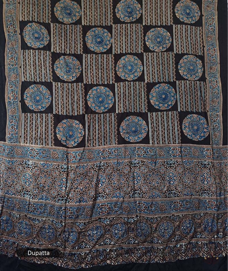 Ajrakh modal silk 2 piece suit