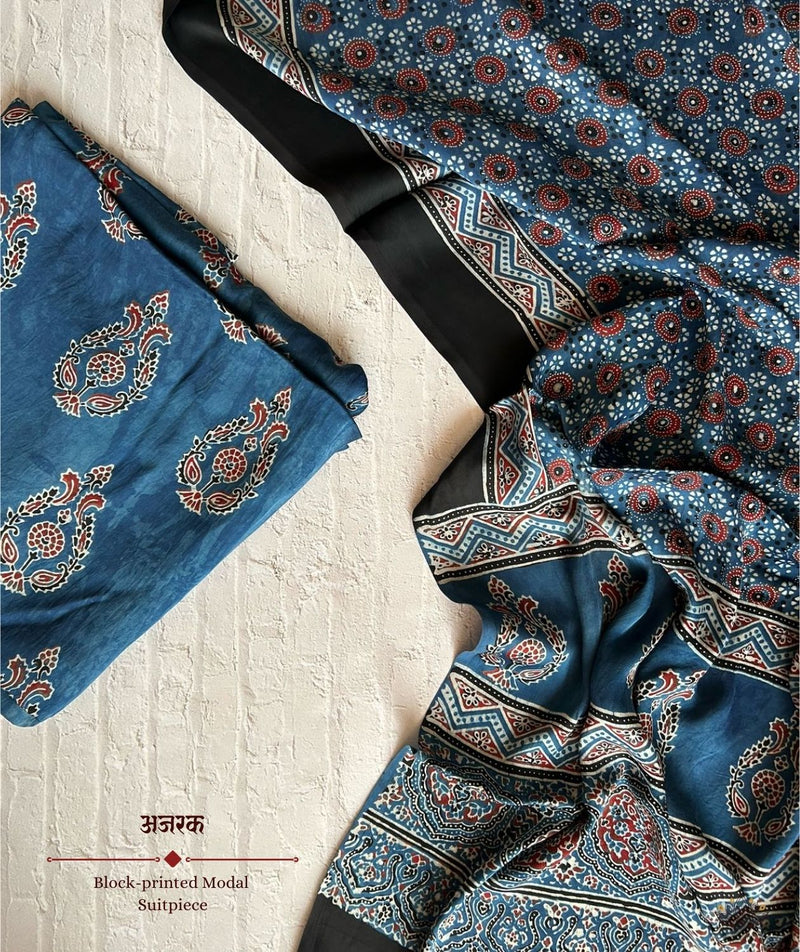 Ajrakh modal silk 2 piece suit
