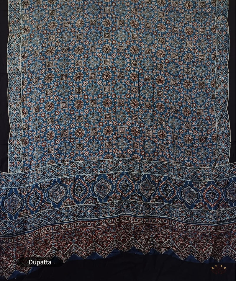 Ajrakh modal silk 2 piece suit