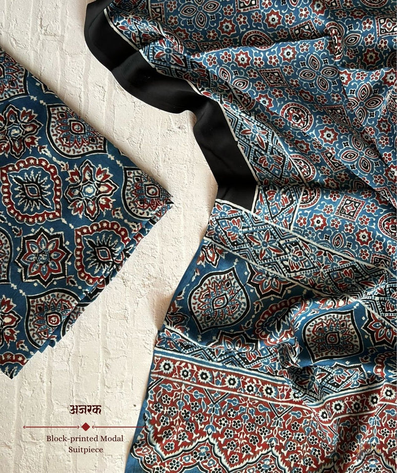 Ajrakh modal silk 2 piece suit