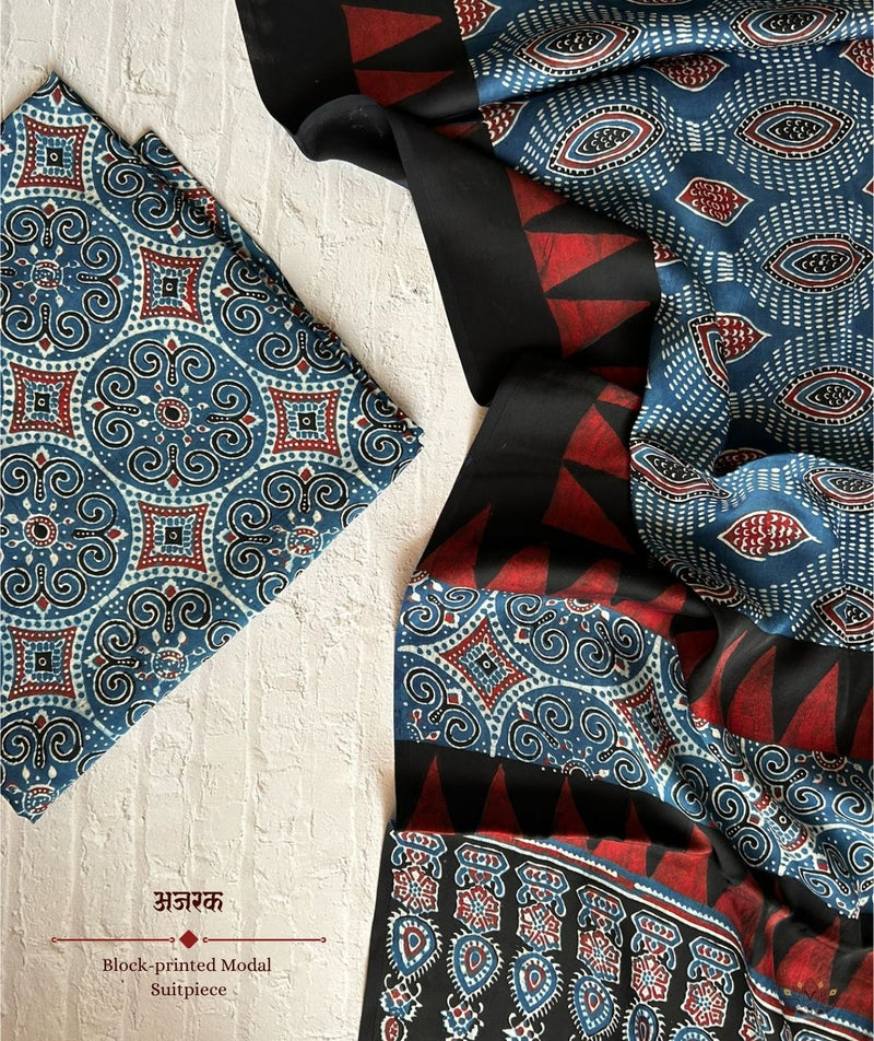 Ajrakh modal silk 2 piece suit