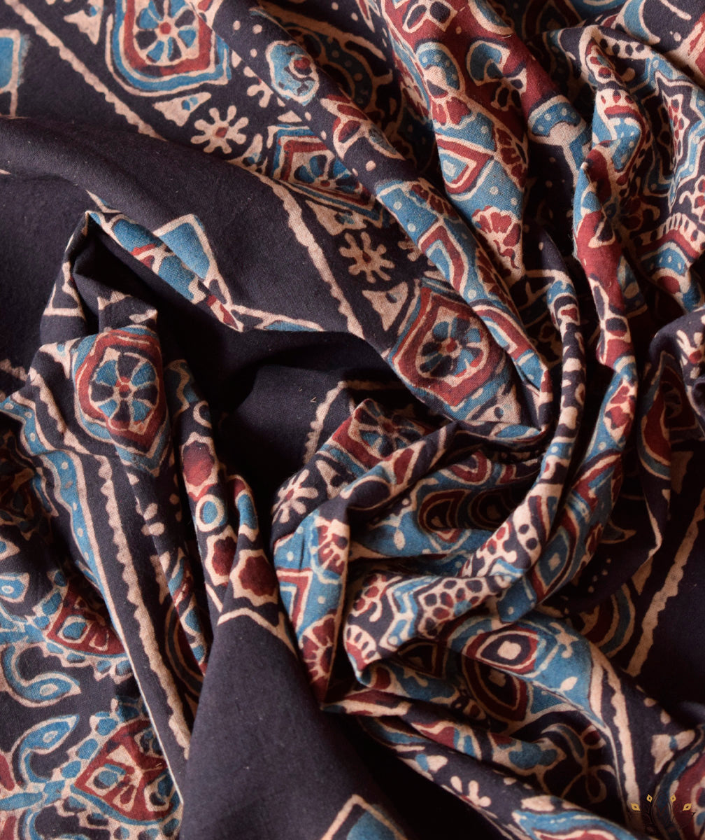 Ajrakh cotton hand block printed stole