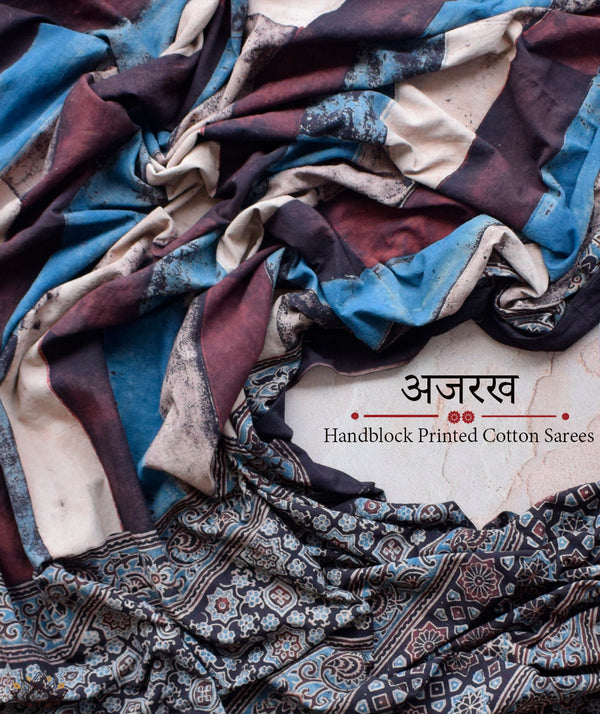 AJRAKH COTTON HAND BLOCK PRINTED SAREE