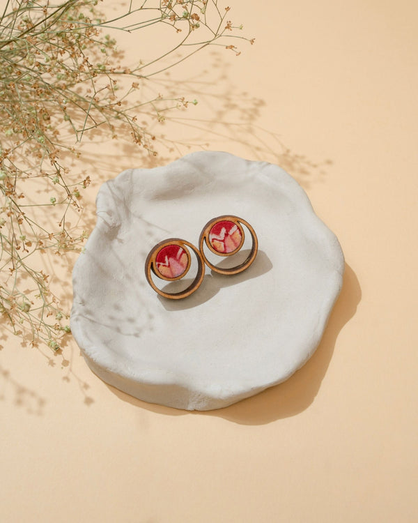 WHE Multicolor Repurposed Fabric and Wood studs