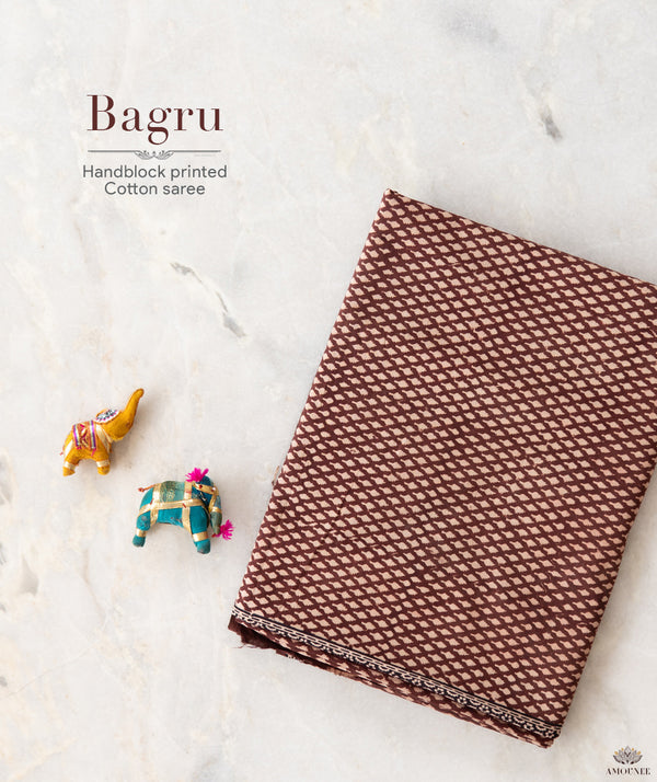 Cotton Bagru Handblock Printed Saree