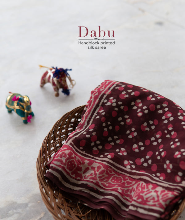 Dabu Georgette Handblock Printed Saree