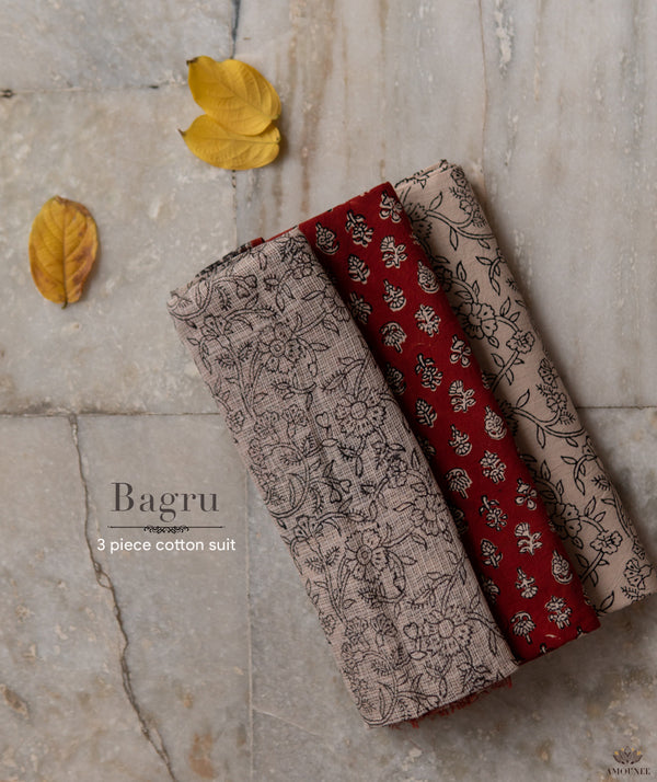 Handblock Printed Bagru cotton Suits with Kota Dupatta