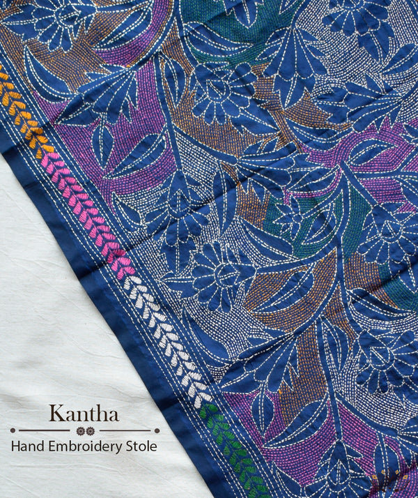 Kantha Embroidered Art Silk Stole