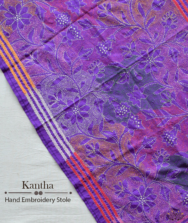 Kantha Embroidered Art Silk Stole