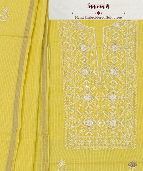 Chikankari Hand Embroidered Maheshwari silk Suit piece