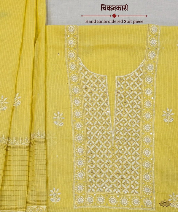 Chikankari Hand Embroidered Maheshwari silk Suit piece