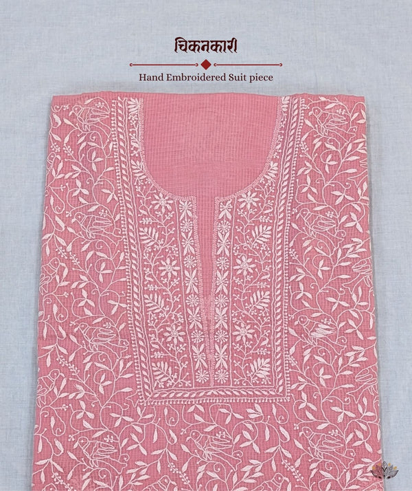 Chikankari Hand Embroidered Tissue Kota Suit piece
