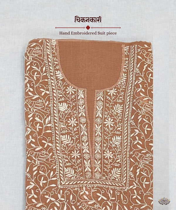 Chikankari Hand Embroidered Tissue Kota Suit piece