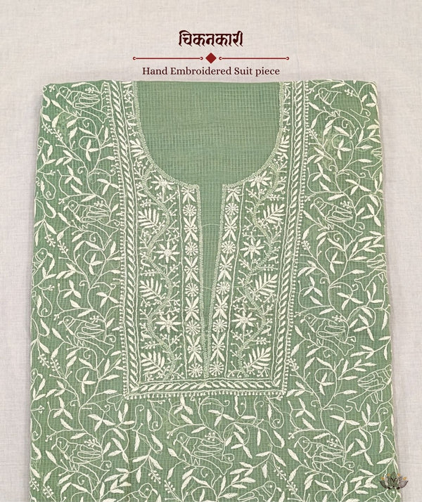 Chikankari Hand Embroidered Tissue Kota Suit piece