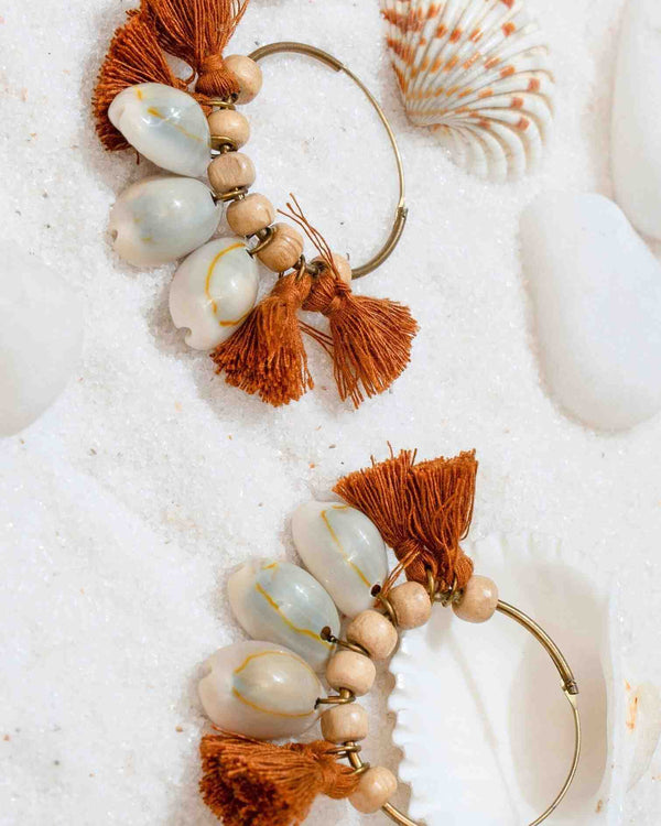 WHE Artisan Shell Hoop Earrings