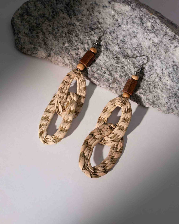 WHE Sabai Grass Handweaving Loop  Earrings