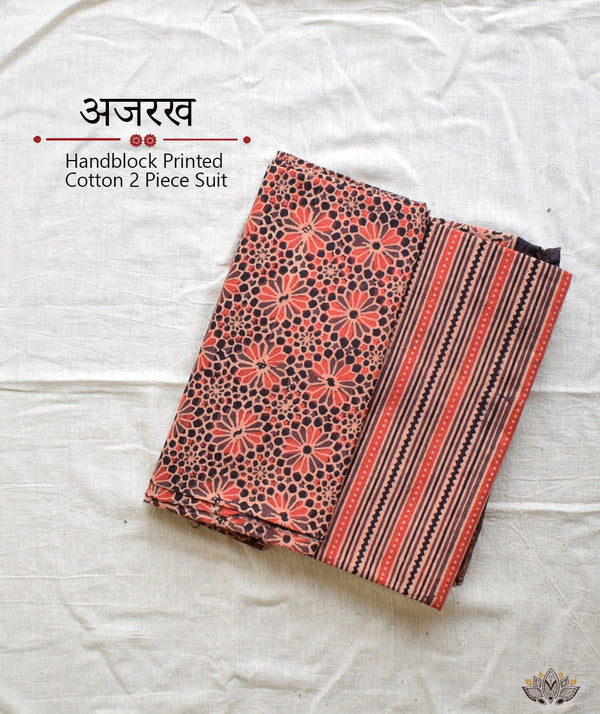 AJRAKH COTTON HAND BLOCK PRINTED TWO PIECE SUIT