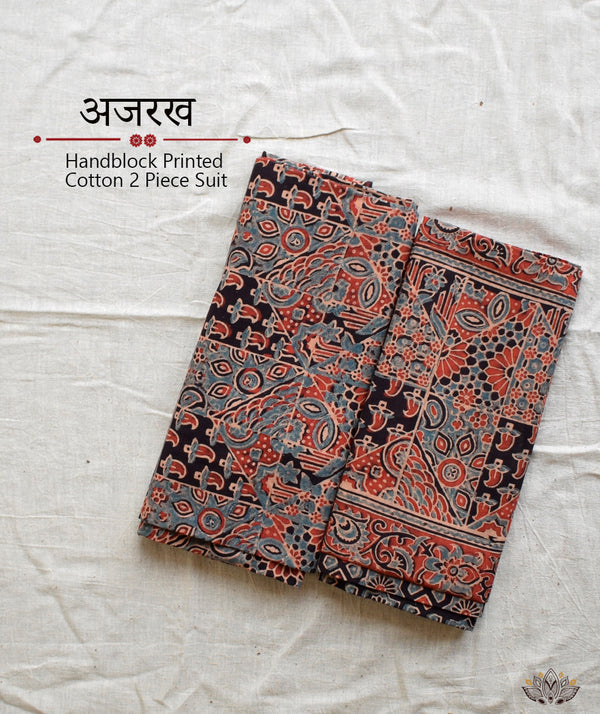 AJRAKH COTTON HAND BLOCK PRINTED TWO PIECE SUIT