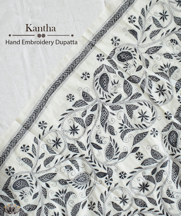 Exclusive Amounee Kantha Embroidered Art Silk Dupatta