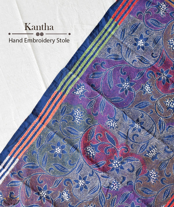Kantha Embroidered Art Silk Stole