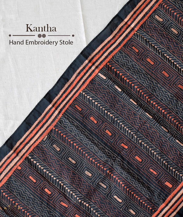 Kantha Embroidered Art Silk Stole