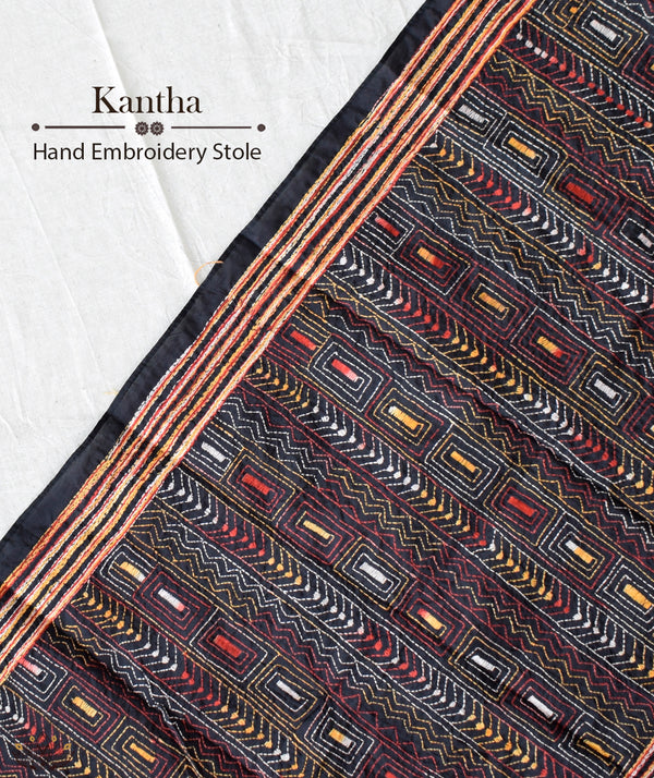 Kantha Embroidered Art Silk Stole