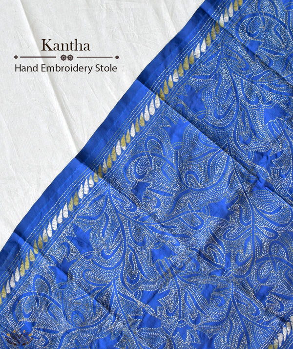 Kantha Embroidered Art Silk Stole