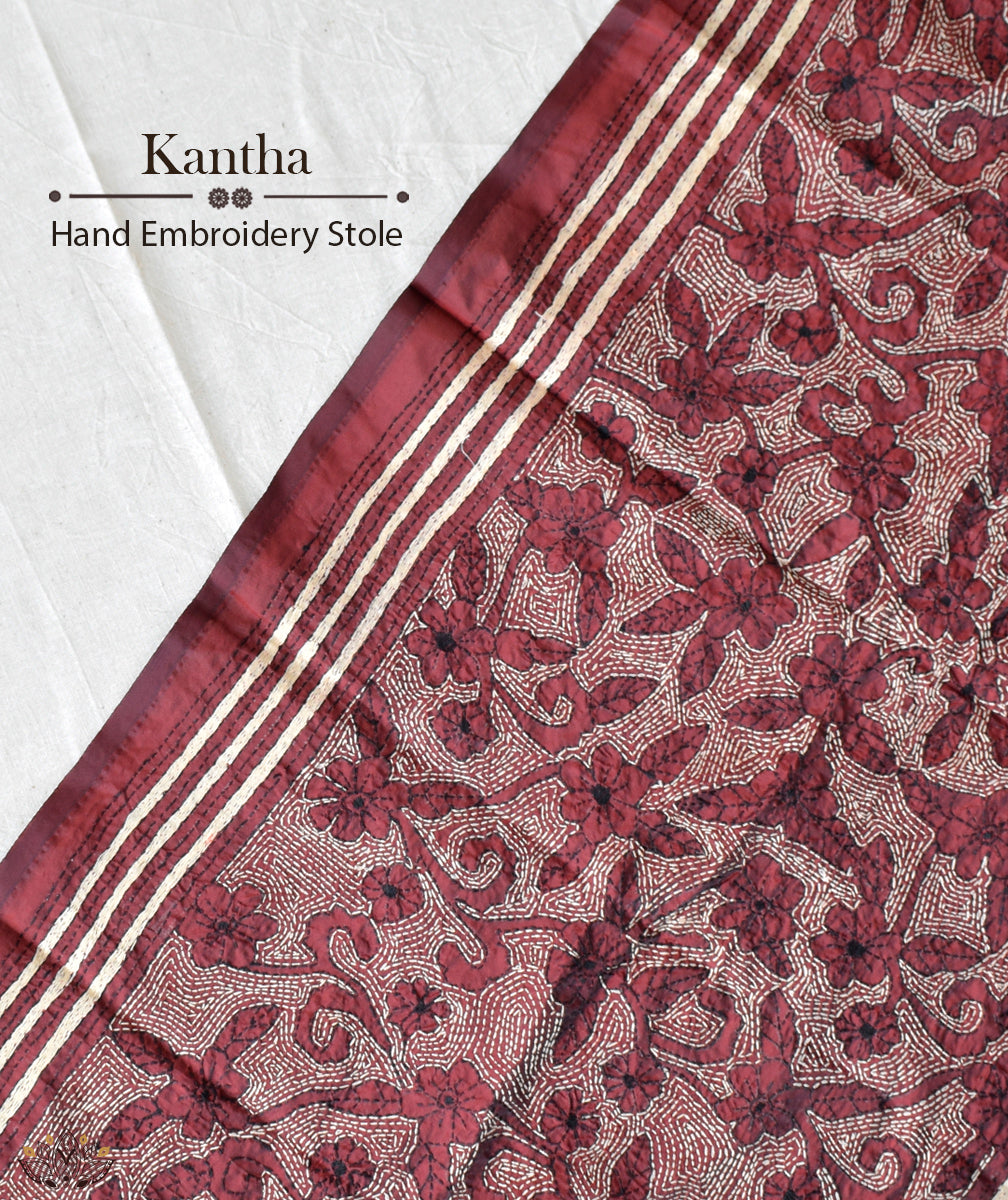 Kantha Embroidered Art Silk Stole