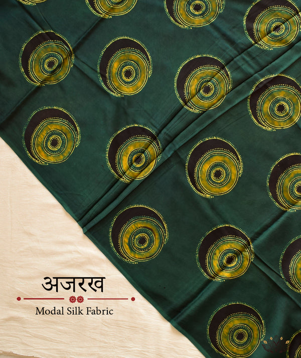 Ajrakh modal silk hand block printed yardage