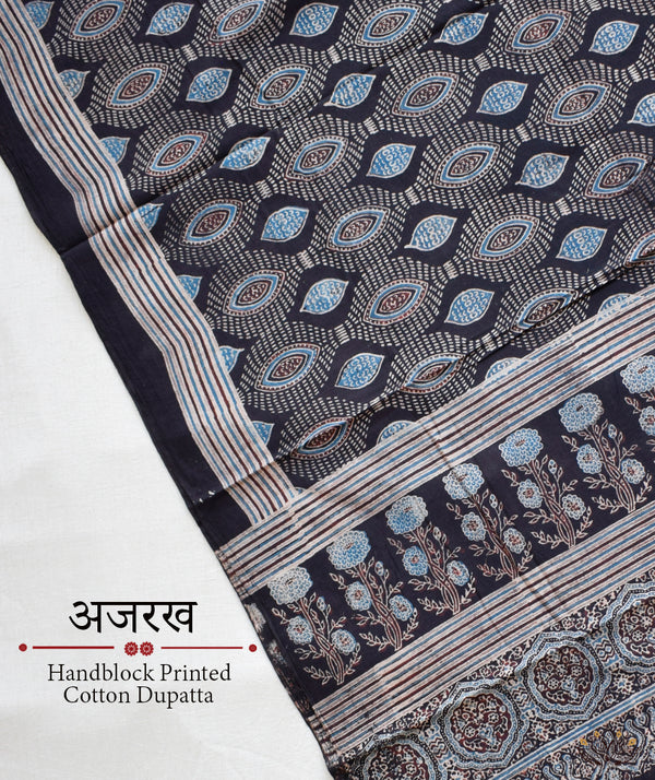 Ajrakh Handblock Printed Cotton Dupatta