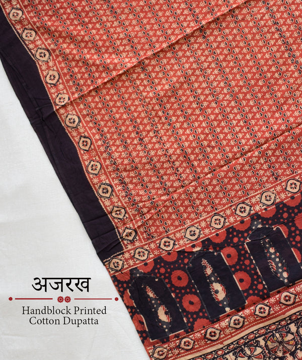 Ajrakh Handblock Printed Cotton Dupatta